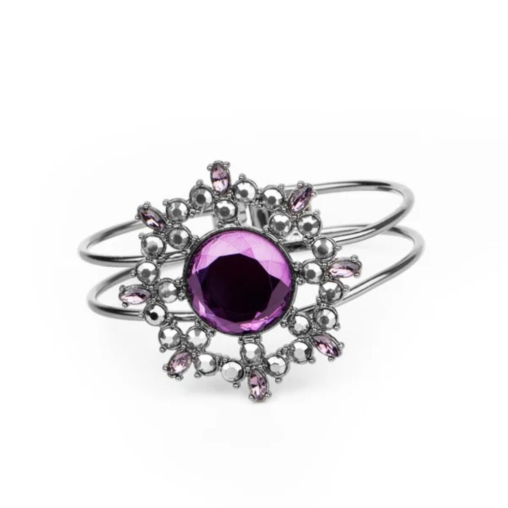 Paparazzi Elaborate Elegant Purple Gunmetal Hinge Bracelet